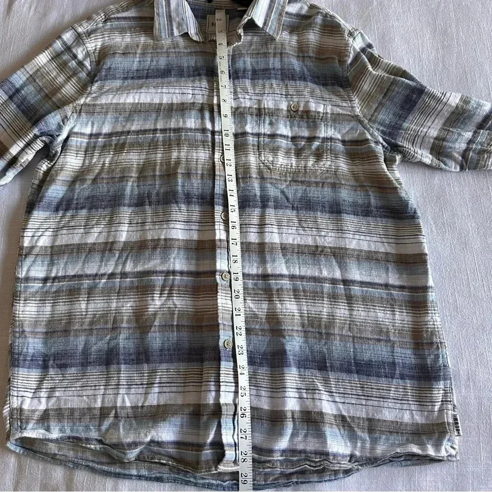 ROWM Mens L Striped Button Down 100% Cotton Long Sleeve Shirt Casual Preppy - Picture 7 of 9